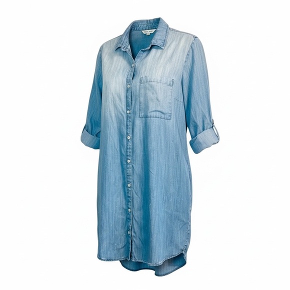 Bella Dahl Dresses & Skirts - Bella Dahl Button-Up Denim Dress Bleach Spray Wash Tencel Shirtdress Size Small